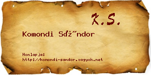 Komondi Sándor névjegykártya
